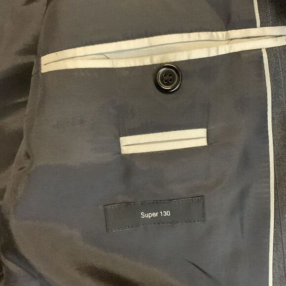 Boss Hugo Boss Gray Pinstripe Wool Super 130 Suit Sport Coat Size 44R - Picture 13 of 16